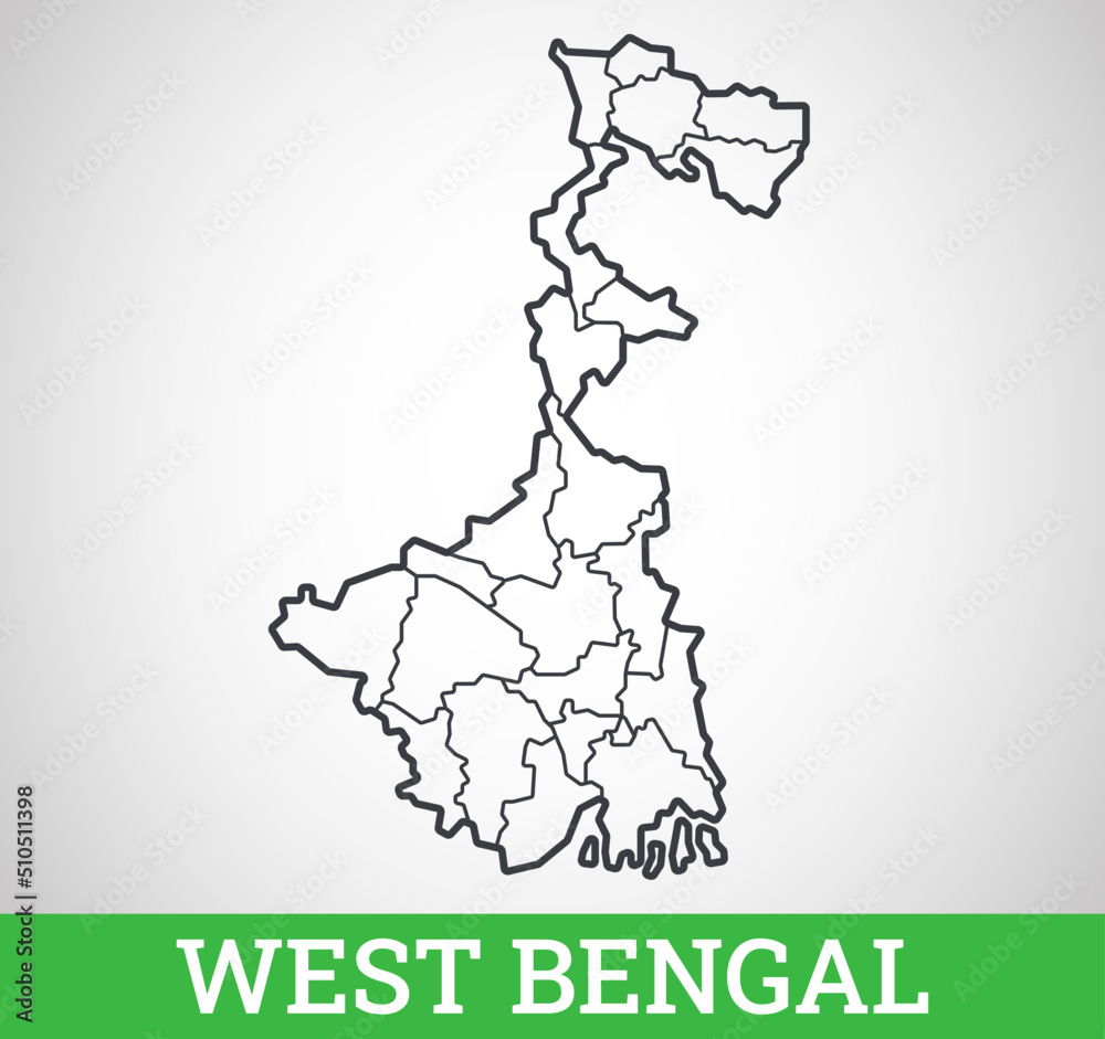 Simple outline map of West Bengal, India. Vector graphic illustration.