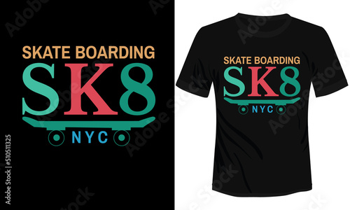 Skateboarding SK8 NewYork City T-shirt Design Vector Illustration