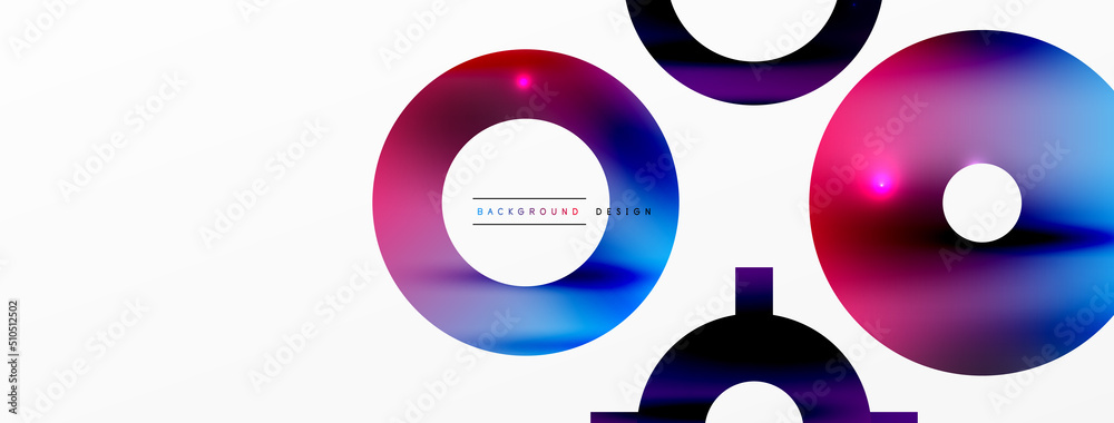 Minimal geometric abstract background. Shiny and glossy circle, line and round shapes design. Trendy techno business template for wallpaper, banner, background or landing Minimal geometric abstract background. Shiny and glossy circle, line and round shapes design. Trendy techno business template for wallpaper, banner, background or landing