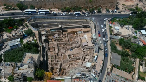Archaeological excavations in the City of David, Jerusalem, drone view
Drone view from the old city of Jerusalem, 2022

 photo