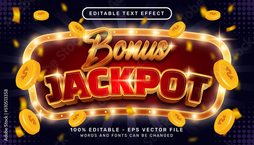 Fotografering Editable text effect - bonus jackpot casino 3d style concept