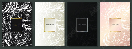 Luxury abstract covers in white and black, pink color. Fashionable minimal abstract art pattern with paint stroke (brush) on background. Elegant vector for invitations, prestige gift cards, business
