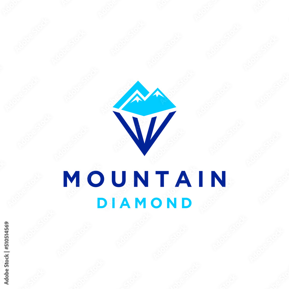 mountain and diamond logo, icon and vector