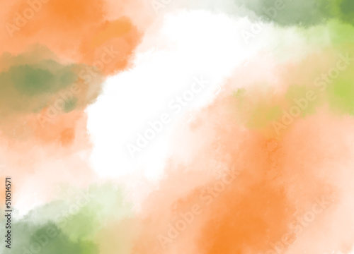 Decorate autumn background orange red green organic watercolor painitng illustration