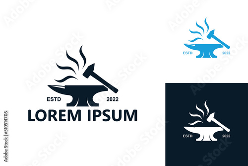 Blacksmith, iron work logo template design vector