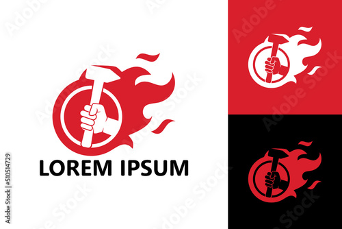 Blacksmith, fire iron logo template design vector