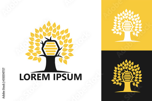 Honey tree logo template design vector
