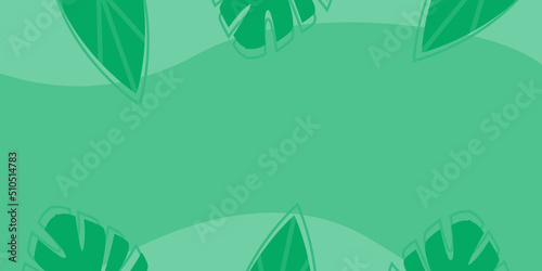 Summer background with copyspace. Tropic banner with exotic leaves. Floral flat vector illustration
