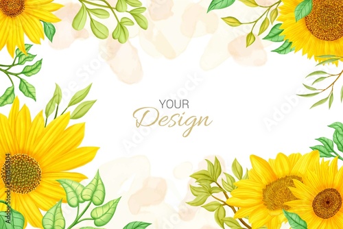 Watercolor sunflower background design
