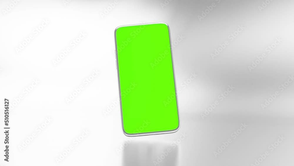 Metallic phone Mock-Up Animation. Green screen with bright light and contrast shadow background. Minimal idea concept, 3D Render. Metallic phone Mock-Up Animation. Green screen with bright light and contrast shadow background. Minimal idea concept, 3D Render.
