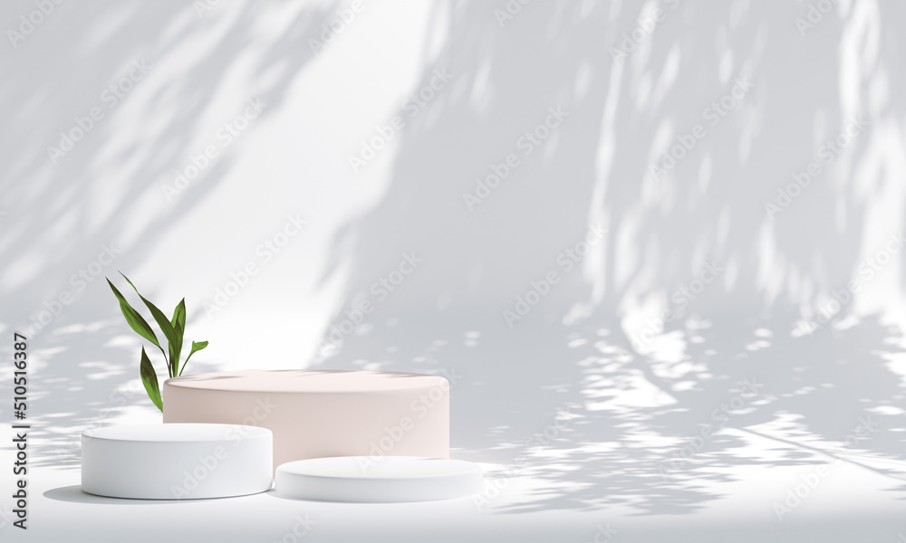 podium for product presentation. Natural beauty pedestal, relaxation and health, 3d illustration. - obrazy, fototapety, plakaty 