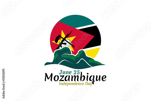 June 25, Independence day of Mozambique vector illustration. Suitable for greeting card, poster and banner 