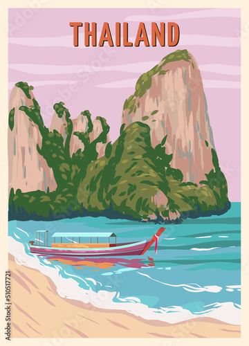 Fototapeta Poster Thailand tropical resort vintage