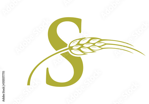 Letter S Agriculture Logo Farming Sign. Agriculture Logo With Alphabet S Template Vector Symbol