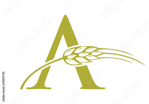 Letter A Agriculture Logo Farming Sign. Agriculture Logo With Alphabet A Template Vector Symbol