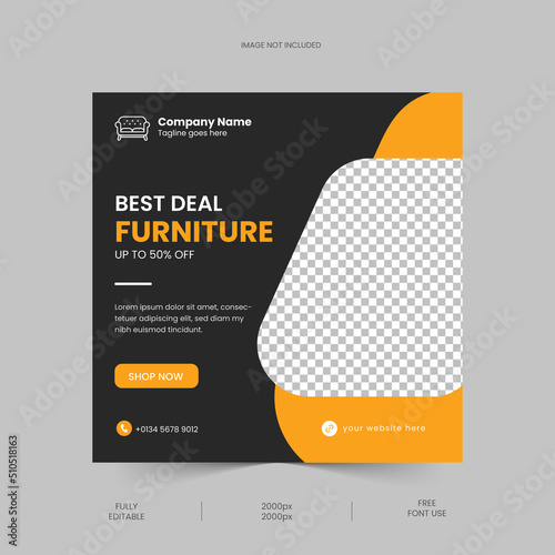 Furniture sale social media post template banner design (ID: 510518163)