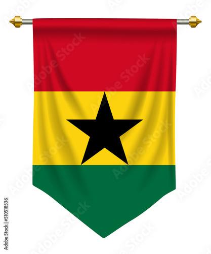 Ghana flag or pennant isolated on white