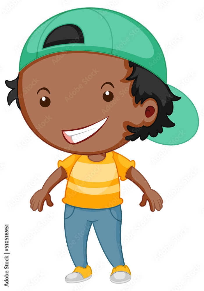 Cute boy cartoon character on white background Cute boy cartoon character on white background