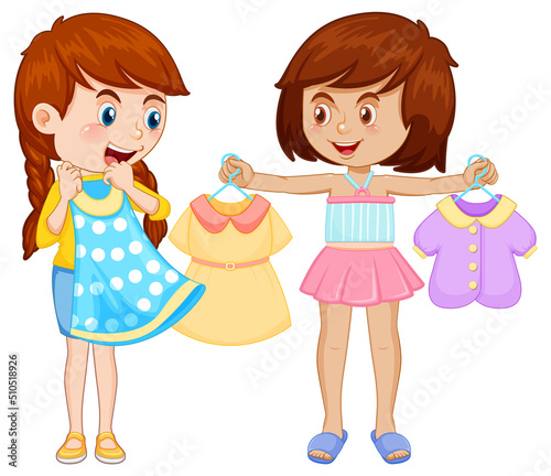 Girls trying on new clothes