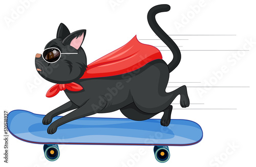 A cat on skateboard cartoon character