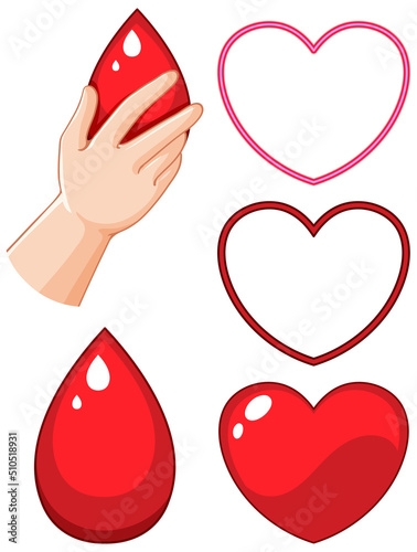 Blood donation symbol with hearts
