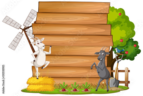 Empty banner template with farm animals