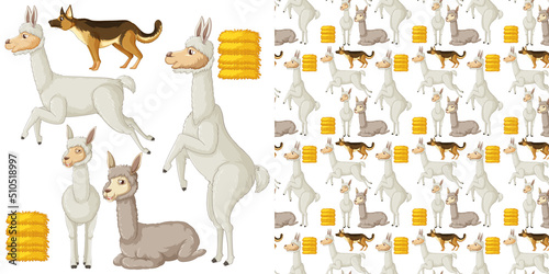 Seamless pattern with cartoon wild animals