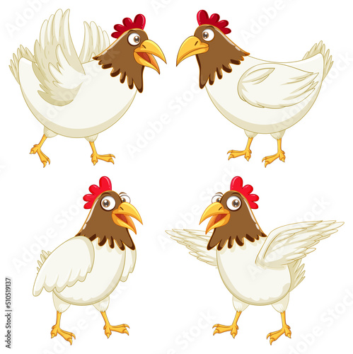 Chicken cartoon characters set