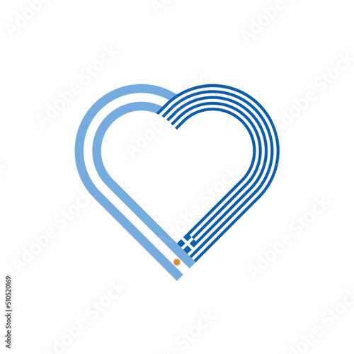 unity concept. heart ribbon icon of argentina and greece flags. vector illustration isolated on white background