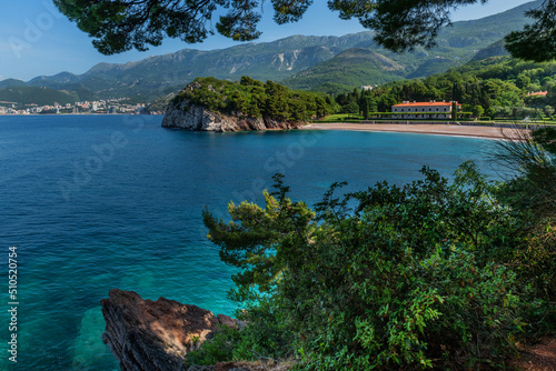 The picturesque coast of Montenegro and the Adriatic Sea on a summer day