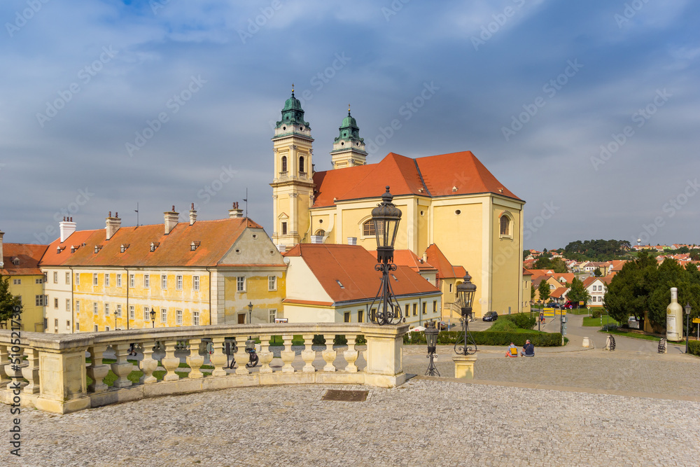 View over the Mary church from the palace square in Valtice, Czech Republic