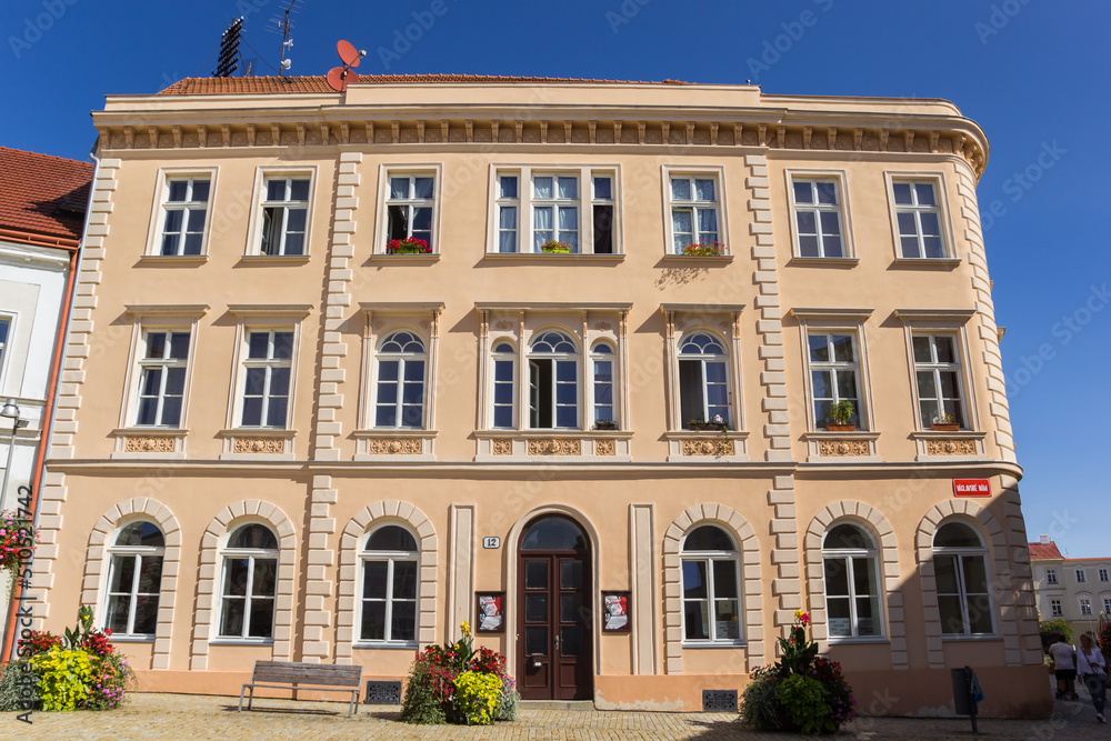 Front view of a historic building in the center of Znojmo, Czech Republic