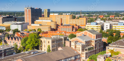 Panorama of the theater and hospital in the city center of Groningen, Netherlands photo