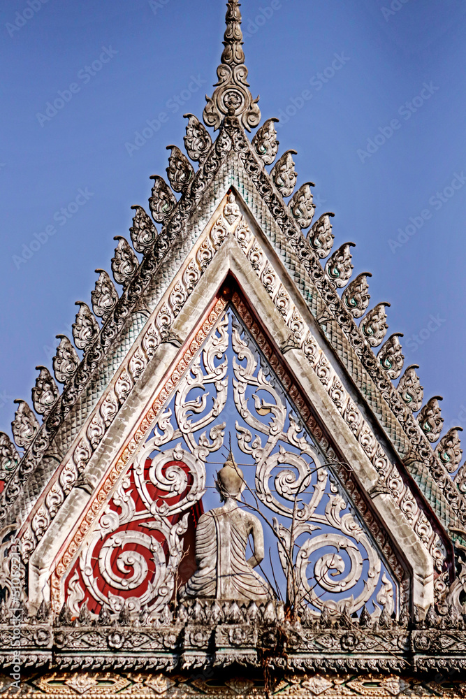 Traditional Thai style old stucco in Thai temple