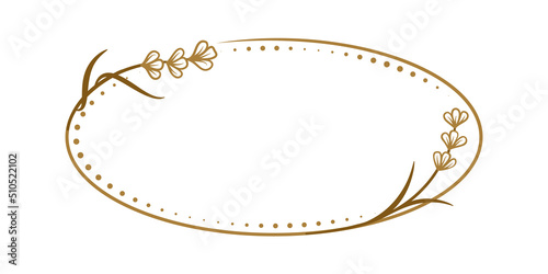 Vector horizontal oval dotted frame with lavender decoration
