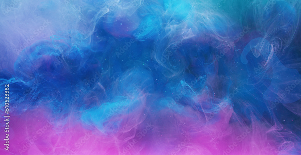 Smog leak. Sorcery spell. Blue magenta steam blend. Abstract art background shot on Red Cinema camera 6k.