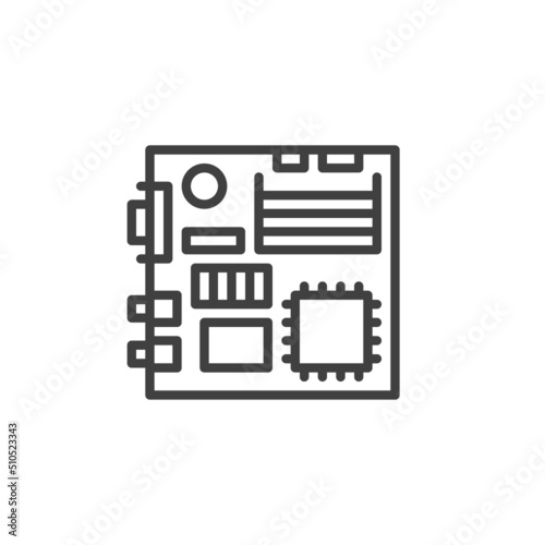Computer motherboard line icon