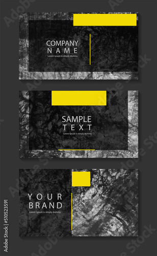 Presentation design vector templates with dark concrete texture. Stone wall background. In size presentation wide 1920 x 1080