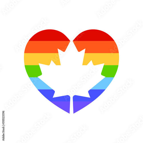 Maple leaf with rainbow love vector icon. Maple leaf vector illustration. Canada vector symbol maple leaf. icon. logo.