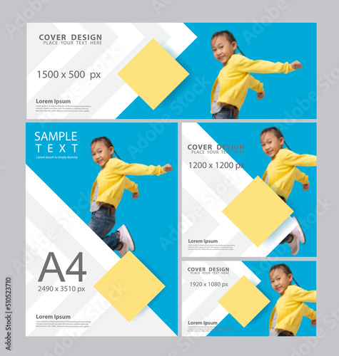 Set of Presentation Templates banners minimalist design. Blurred image for example