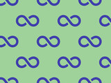 pattern. Infinity sign is blue, isolated on yellow green background. Symbol of infinity. Horizontal image. 3D image. 3d rendering