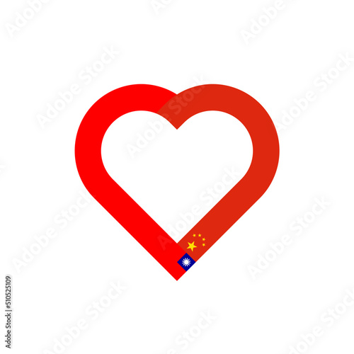 unity concept. heart ribbon icon of taiwan and china flags. vector illustration isolated on white background