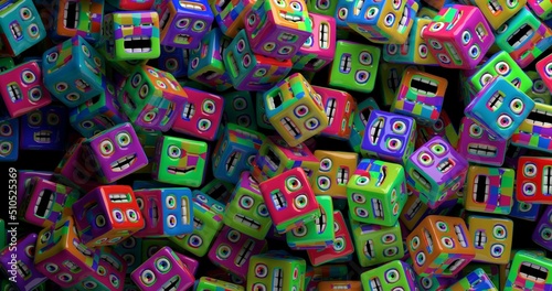 3d fun faces cubes made in 3d © JoseVicenteCarratala