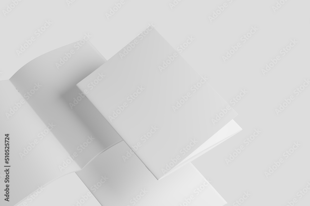A4 A5 Magazine Brochure 3D Rendering White Blank Mockup A4 A5 Magazine Brochure 3D Rendering White Blank Mockup