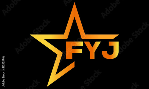 FYJ golden luxury star icon three letter logo design vector template. royal logo | luxury logo | jewelry logo | premium logo | iconic logo | Victoria logo |