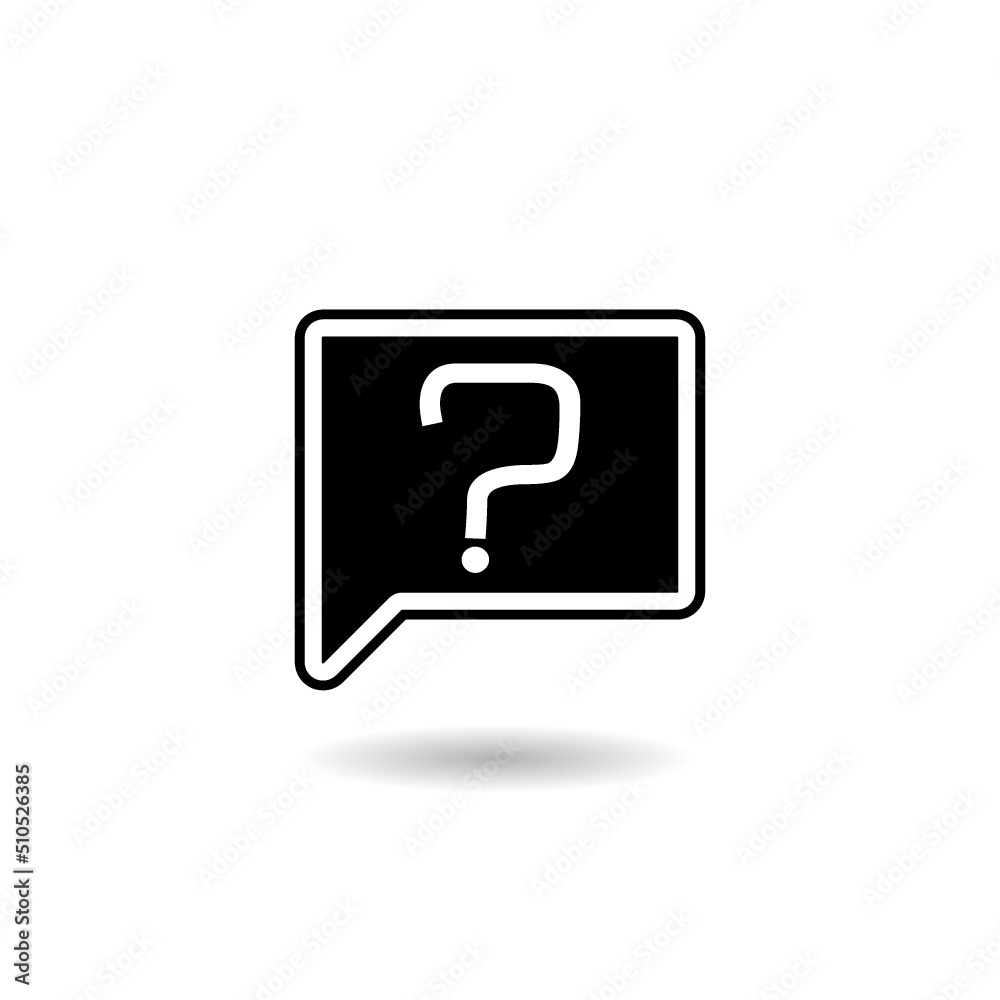 A question mark in the speech bubble logo with shadow A question mark in the speech bubble logo with shadow