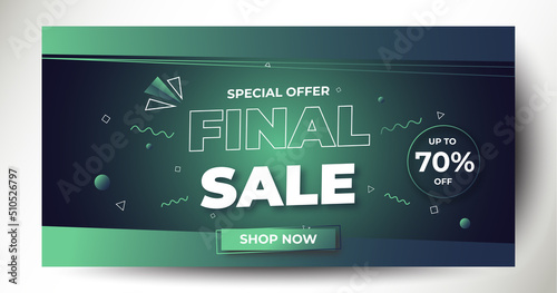 Web Final Sale banner template design, Big sale special up to 70% off. Super Sale, special offer banner.