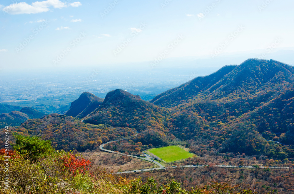 The top of Haruna mountain, from where one can look out over the surrounding landscape.