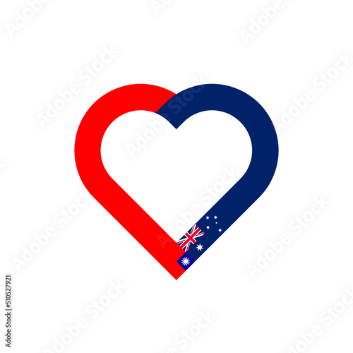 unity concept. heart ribbon icon of taiwan and australia flags. vector illustration isolated on white background