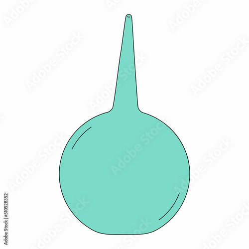 Rubber enema with a soft tip. Medical instrument for douching in cartoon style. Vector illustration isolated on white